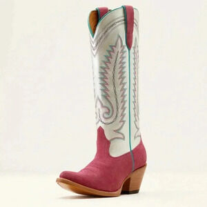 NEW ARIAT Ambrose RASPBERRY SUEDE|PEARLY WHITE Boot Size 6‎